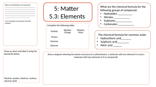 KS3 AQA Activate 2 Matter part 2 Revision mats