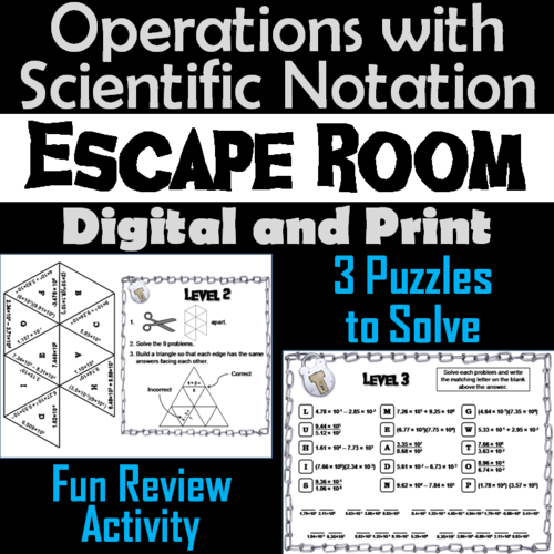 Operations with Scientific Notation Game: Escape Room Math Activity