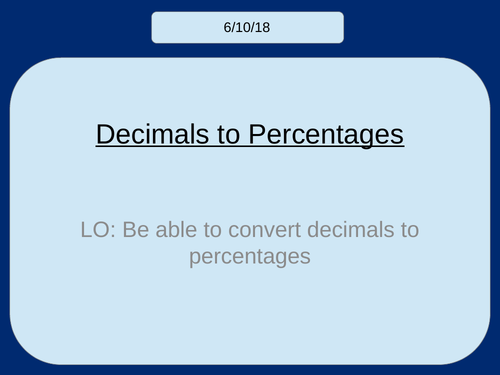 Decimals to Percentages KS3