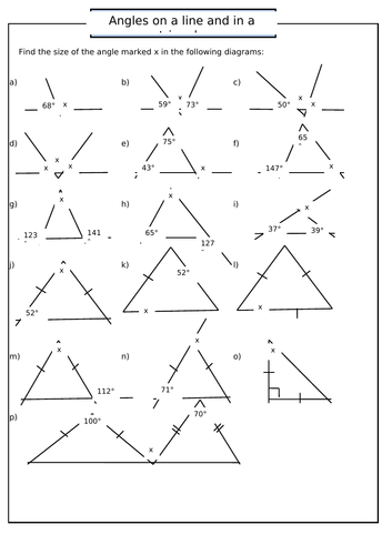 Angles on a straight line and in a triangle | Teaching Resources