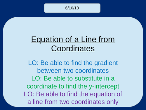 Finding the Equation of a Line from two coordinates KS3/KS4