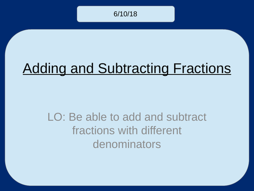 Subtracting Fractions KS3