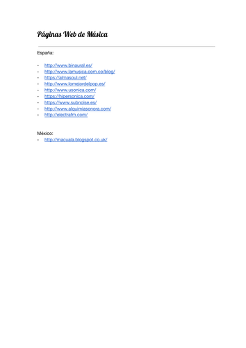 Useful websites for Spanish A Level Students: Music