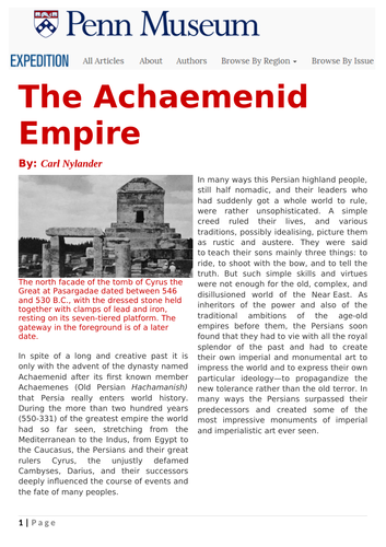 Ezine article - The Achaemenid Persian Empire