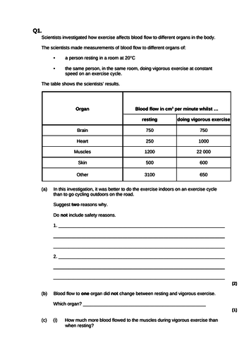 Respiration & Circulation revision - AQA 9-1