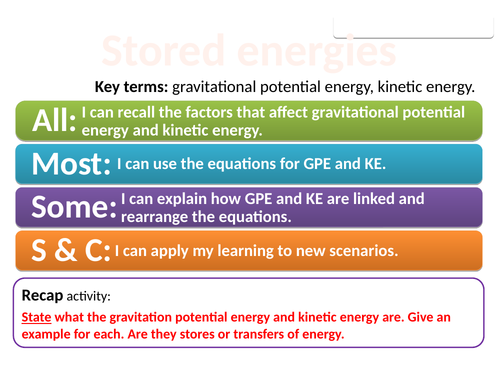 CP3d Stored energies (Edexcel Combined Science)