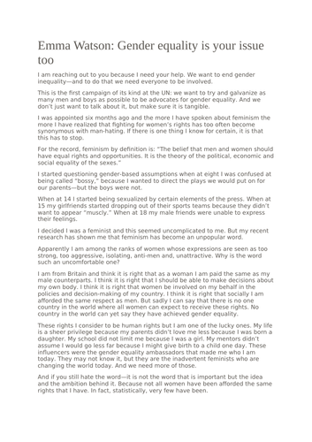 Evaluation - Emma Watson - HeForShe