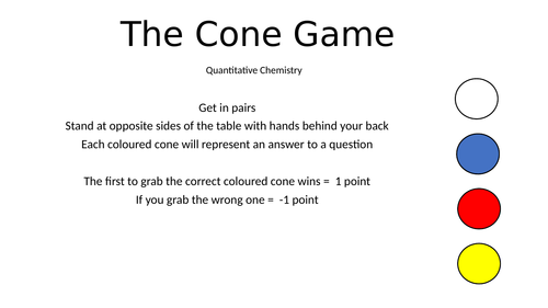 Quantitative Chemistry Revision game - The cone game