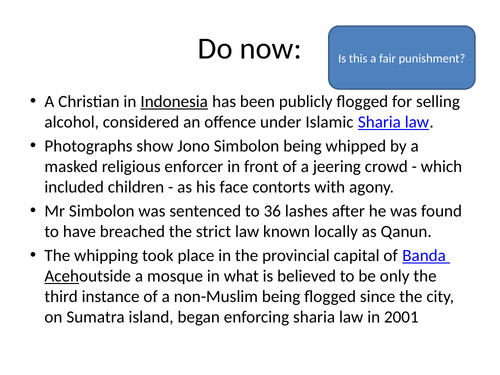 Crime and Punishment Islam Lesson 1