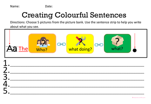 Writing colourful sentences