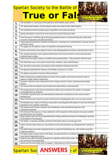 Spartan Society - True or false?