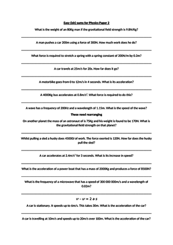 Easy 9-1 AQA Paper 2 sums