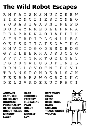 The Wild Robot Escapes Word Search