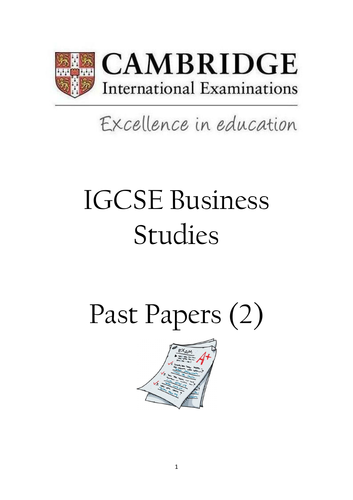 IGCSE Cambridge Business Studies Paper 2 Past Paper Booklet | Teaching ...