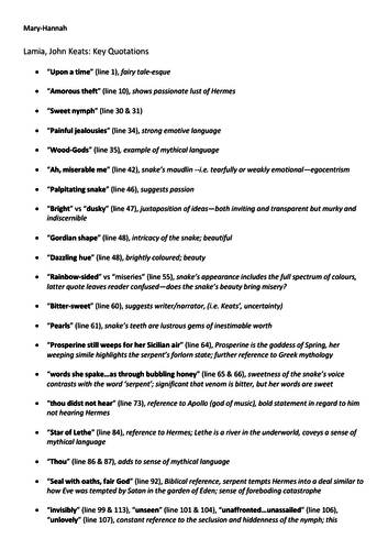 Lamia Key Quotes (doc.)