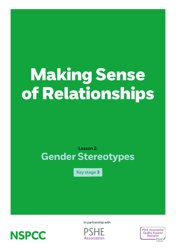 Key Stage 3 Lesson Plan 2 Gender Stereotypes Teaching Resources