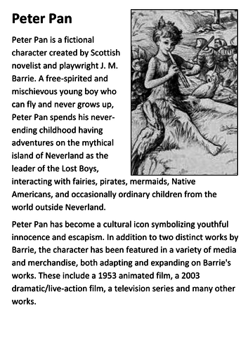 Peter Pan Handout | Teaching Resources