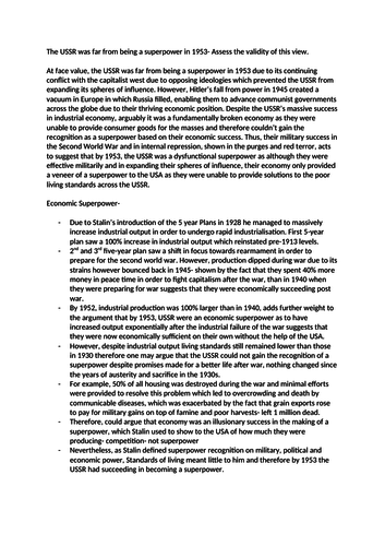 USSR as a Superpower A* Essay Plan