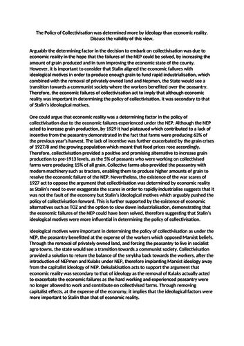 Collectivisation Aims A* essay