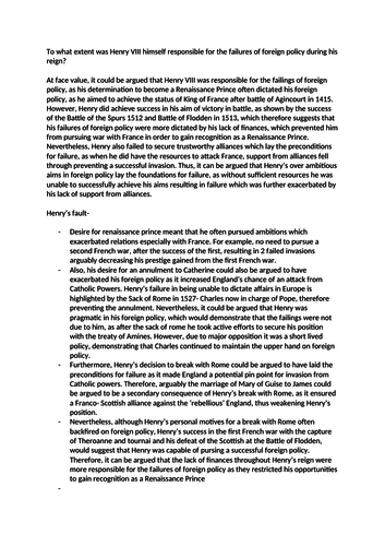 Henry's responsibility in his Foreign Policy Plan