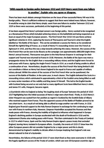 Henry VIII's Foreign Policy Successes