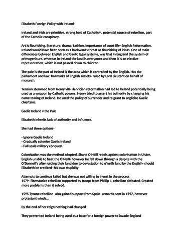 Elizabeth's Foreign Policy with Ireland and Scotland