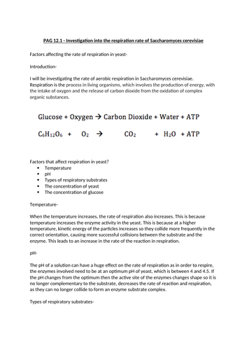 PAG 12 for Biology Alevel