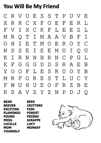 You Will Be My Friend Word Search
