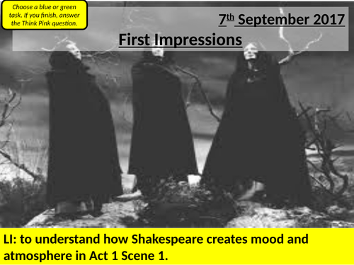 Macbeth Act 1 Scene 1 - AQA - Year 9 -  Atmosphere and Setting