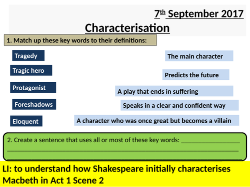 Macbeth - Act 1 Scene 2 - AQA - Year 9 - Characterisation of Macbeth