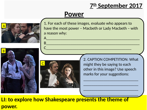 Macbeth - Act 1 Scene 7 - AQA - Year 9 - Power