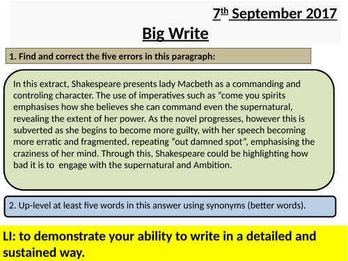 Macbeth - Act 1 - AQA - Year 9 - Assessment