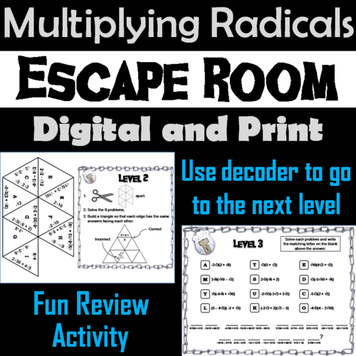 Multiplying Radicals Game: Escape Room Math Activity