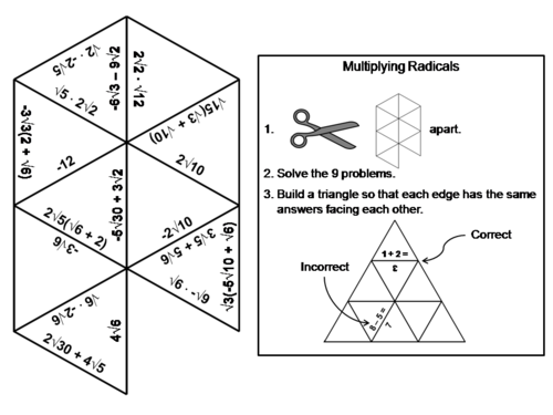 Multiplying Radicals Game: Math Tarsia Puzzle