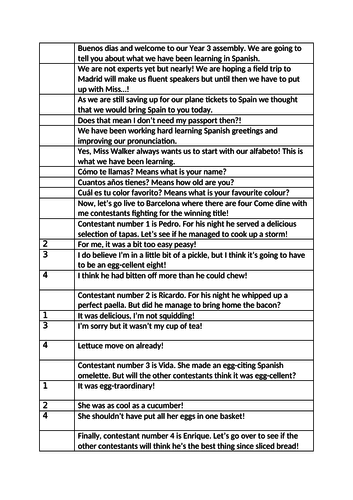 Year 3 Spanish class assembly