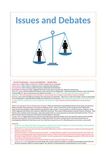 Issues and Debates - AQA Psychology A-level