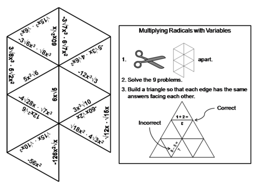 Multiplying Radicals with Variables Game: Math Tarsia Puzzle