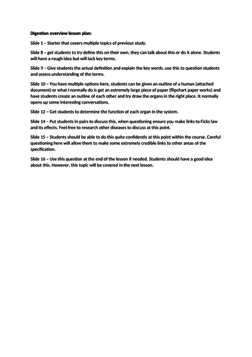 Digestion introduction lesson. A Level Biology, AQA, 7401/7402