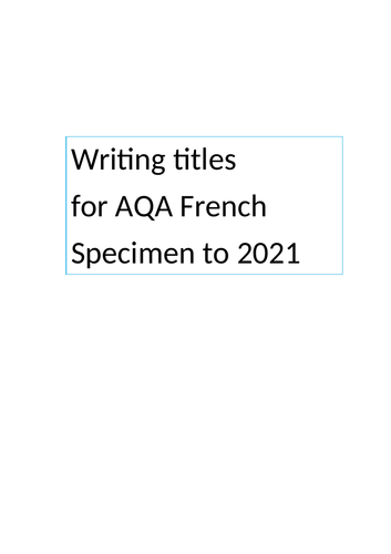 AQA French Writing exam titles
