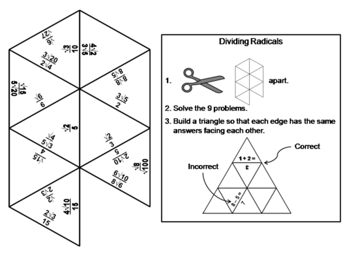 Dividing Radicals Game: Math Tarsia Puzzle