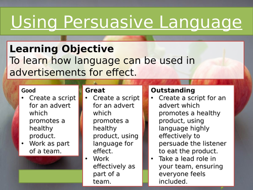 Using persuasive language - TV Advert