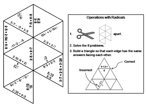 Operations with Radicals Game: Math Tarsia Puzzle