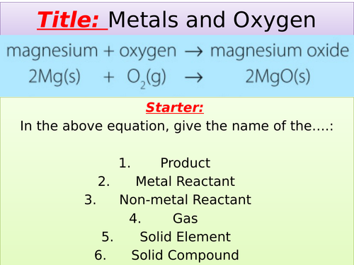 Metals and Oxygen KS3 Chemistry