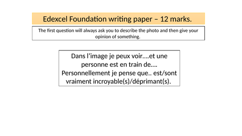 Edexcel Foundation task 1 written / writing paper.