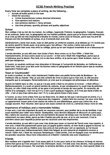 french-writing-help-gcse-foundation-and-higher-writing-practice-for