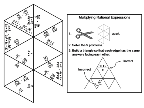 Multiplying Rational Expressions Game: Math Tarsia Puzzle