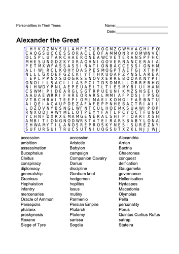 Word Search - Alexander the Great