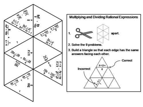 Multiplying and Dividing Rational Expressions Game: Math Tarsia Puzzle