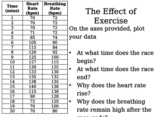 Effect of Exercise Graph Task (Heart Rate / Breathing Rate)