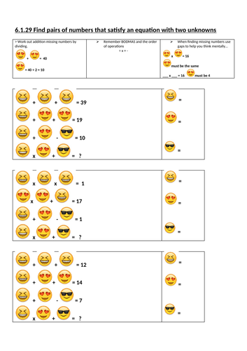 Emoji Algebra - quick easy lesson for year 5 or 6!